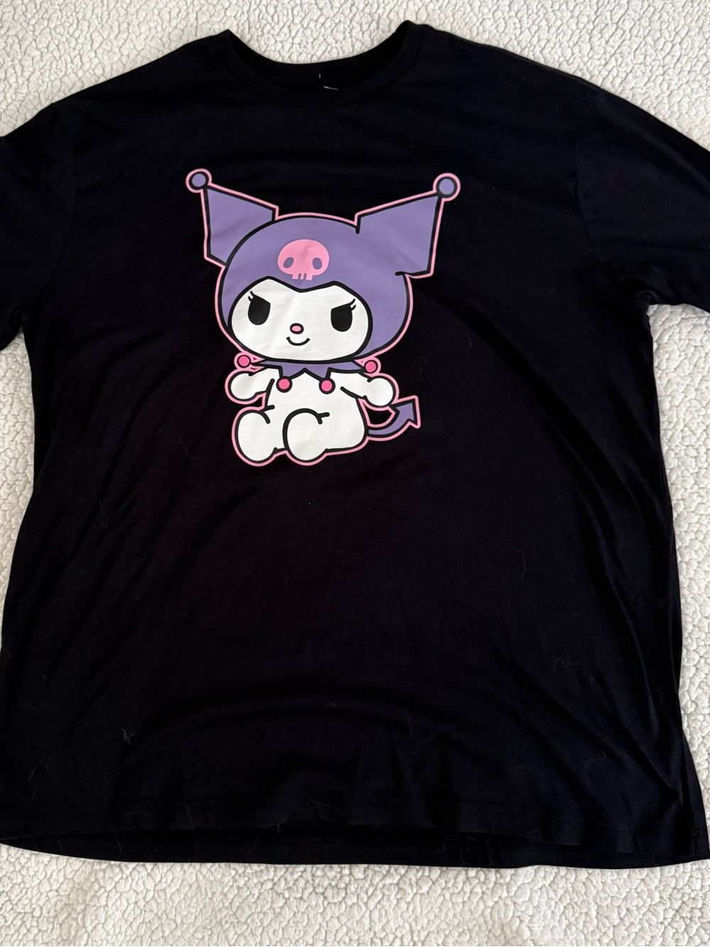 Sanrio KUROMI Black Tee with Front & Back Graphic, Size Extra Large. New!